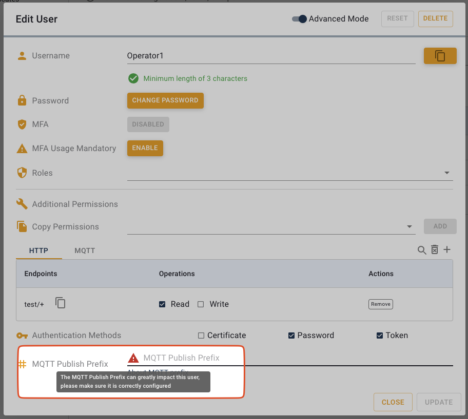 MQTT Publish Prefix field
